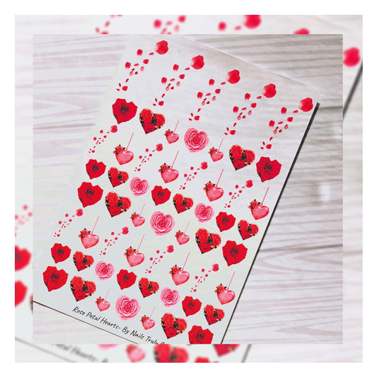 Valentines Day Nail Art- Rose Petal Hearts