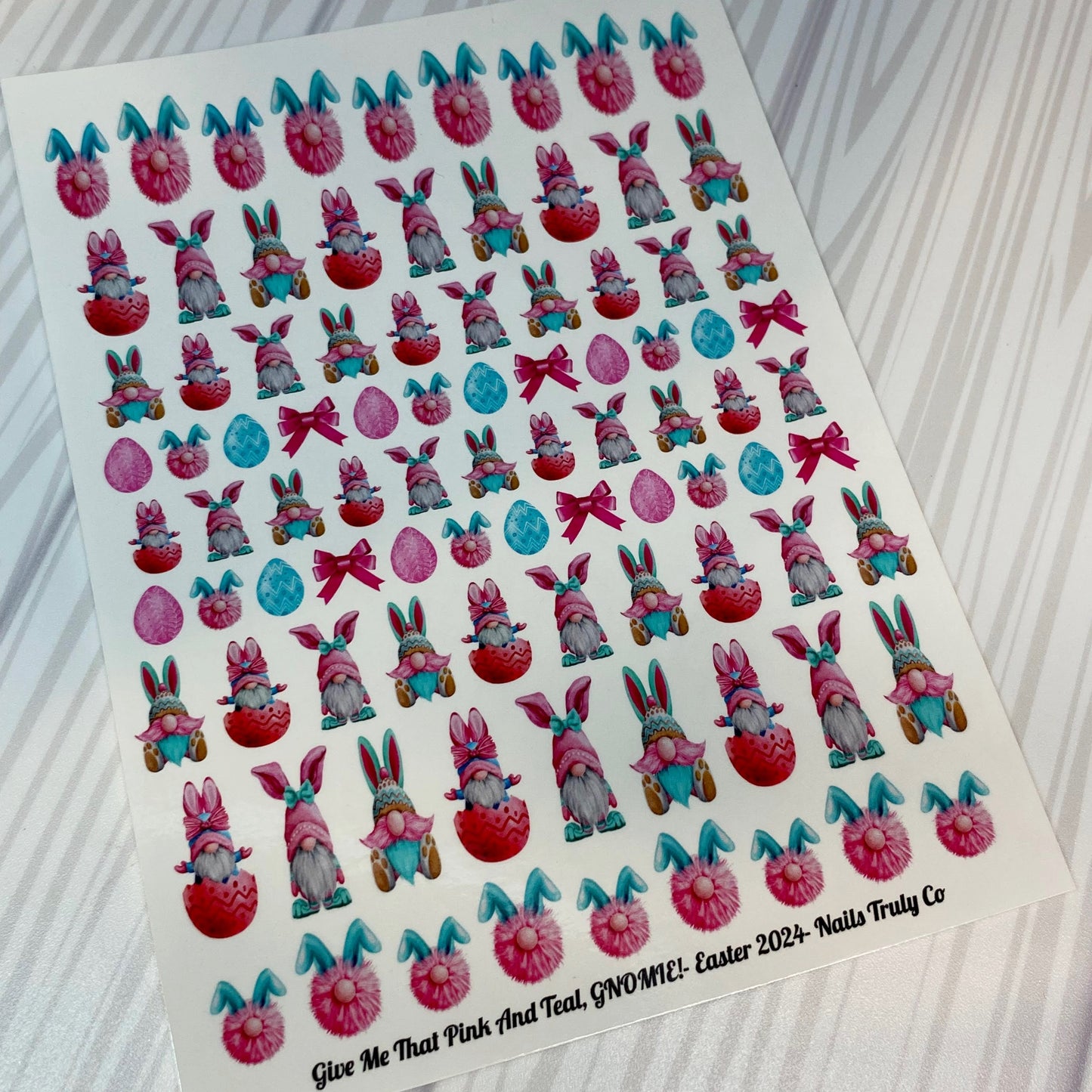 Give Me That Pink And Teal, GNOMIE! - Easter Nail Art Decals