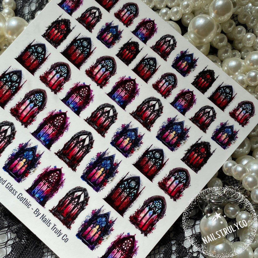 GOTHIC, NAILS, HALLOWEEN-Stained Glass Gothic - Decals For Nails