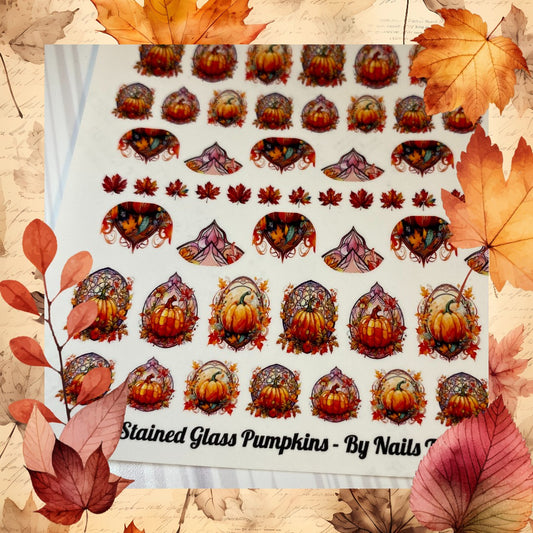 Stained Glass Pumpkins- Decals For Nails