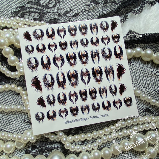 GOTHIC, NAILS, HALLOWEEN-Fallen Gothic Wings - Decals For Nails