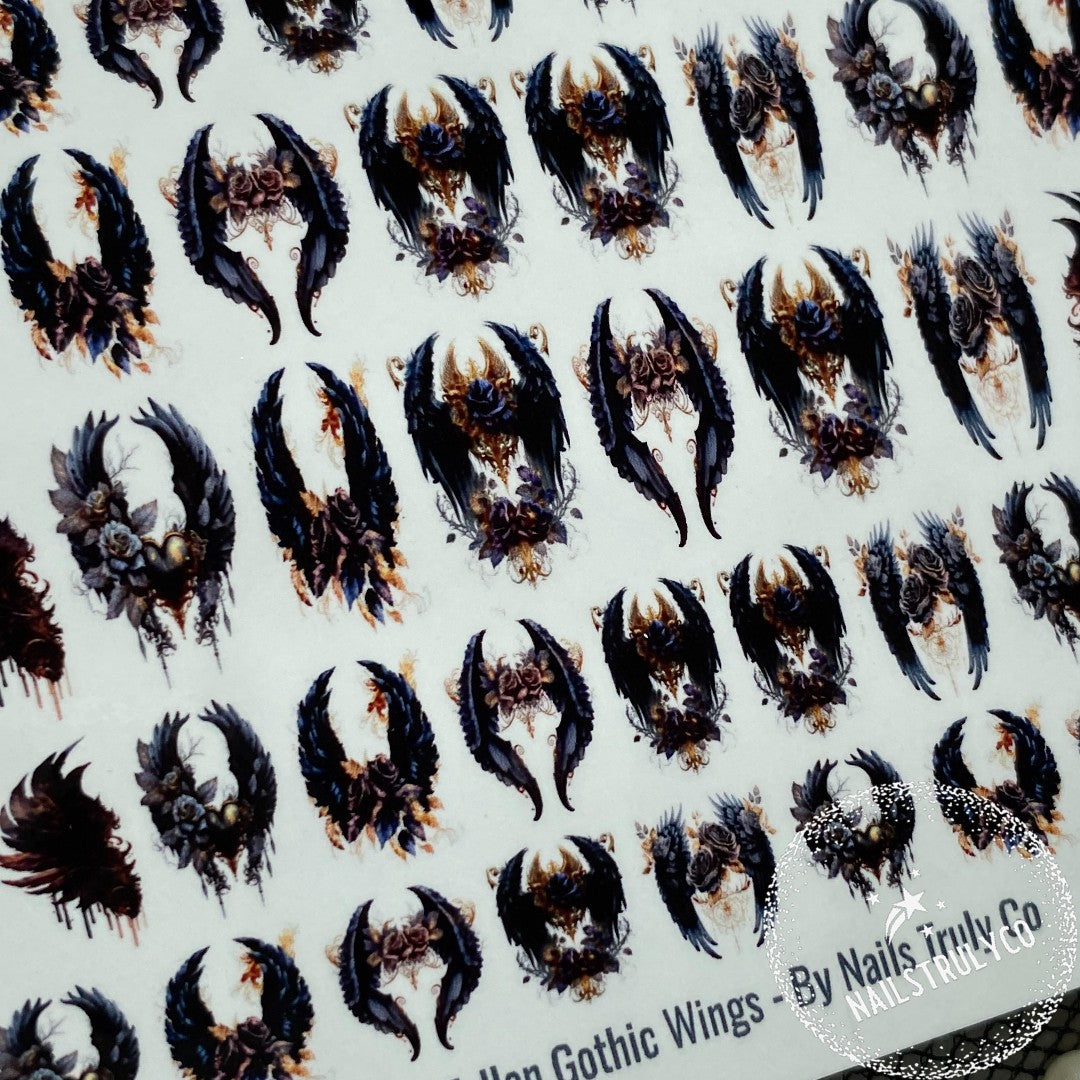 GOTHIC, NAILS, HALLOWEEN-Fallen Gothic Wings - Decals For Nails