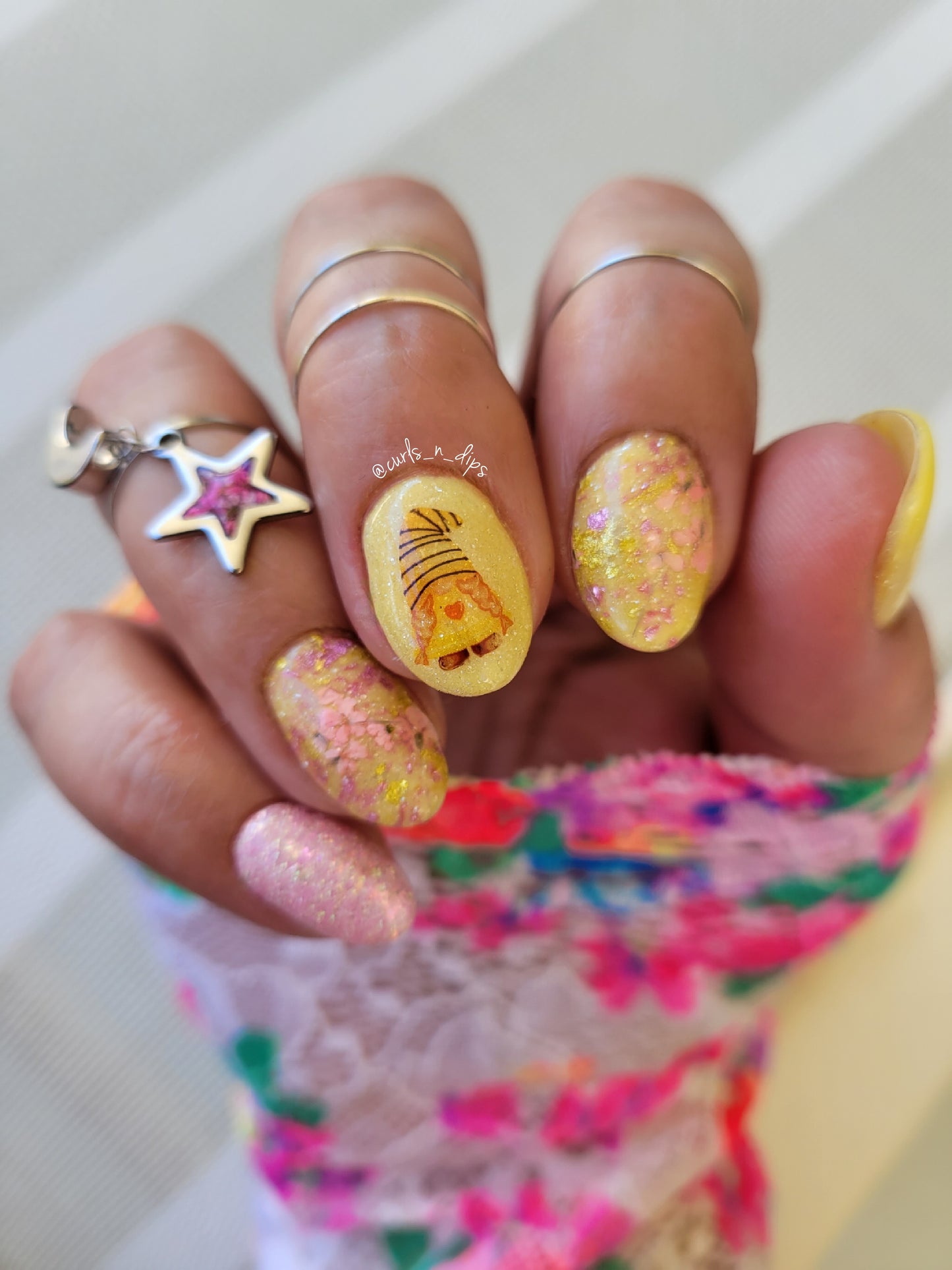 Gnome, Bumble Bee Nail Art- Bee Kind, Gnomie