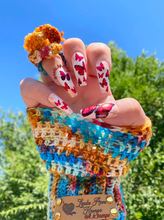 Burgundy Butterflies Nail Art Decals