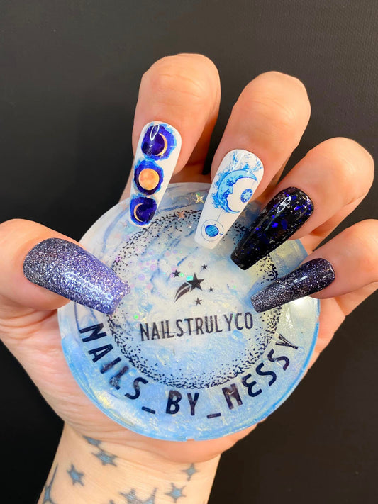 Moon Phase Nail Art Decals, Blue