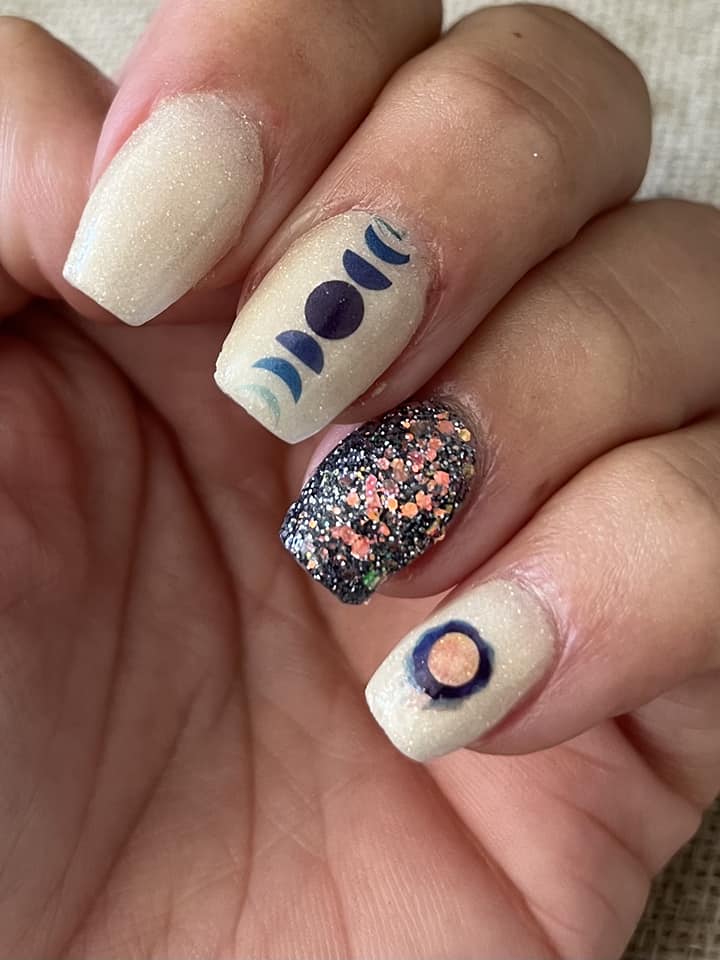 Moon Phase Nail Art Decals, Blue