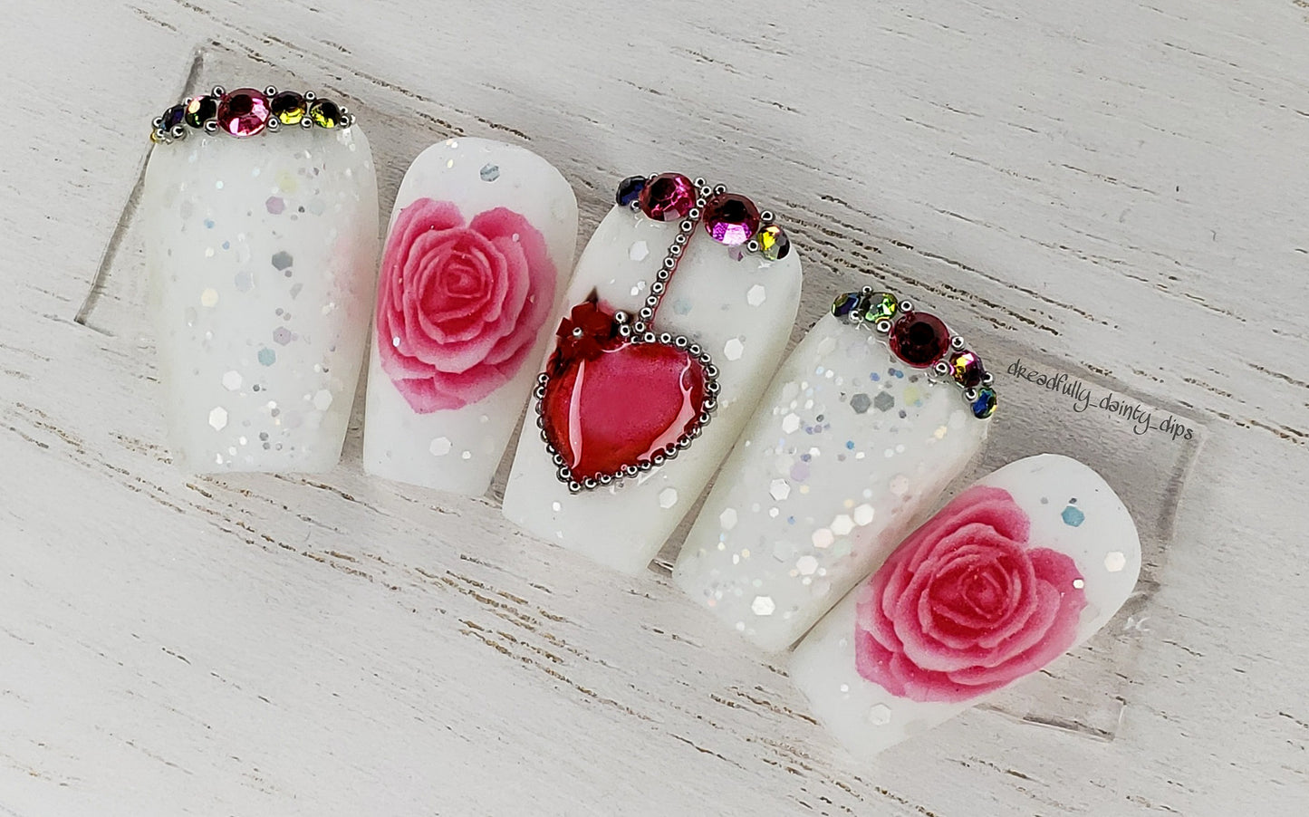Valentines Day Nail Art- Rose Petal Hearts