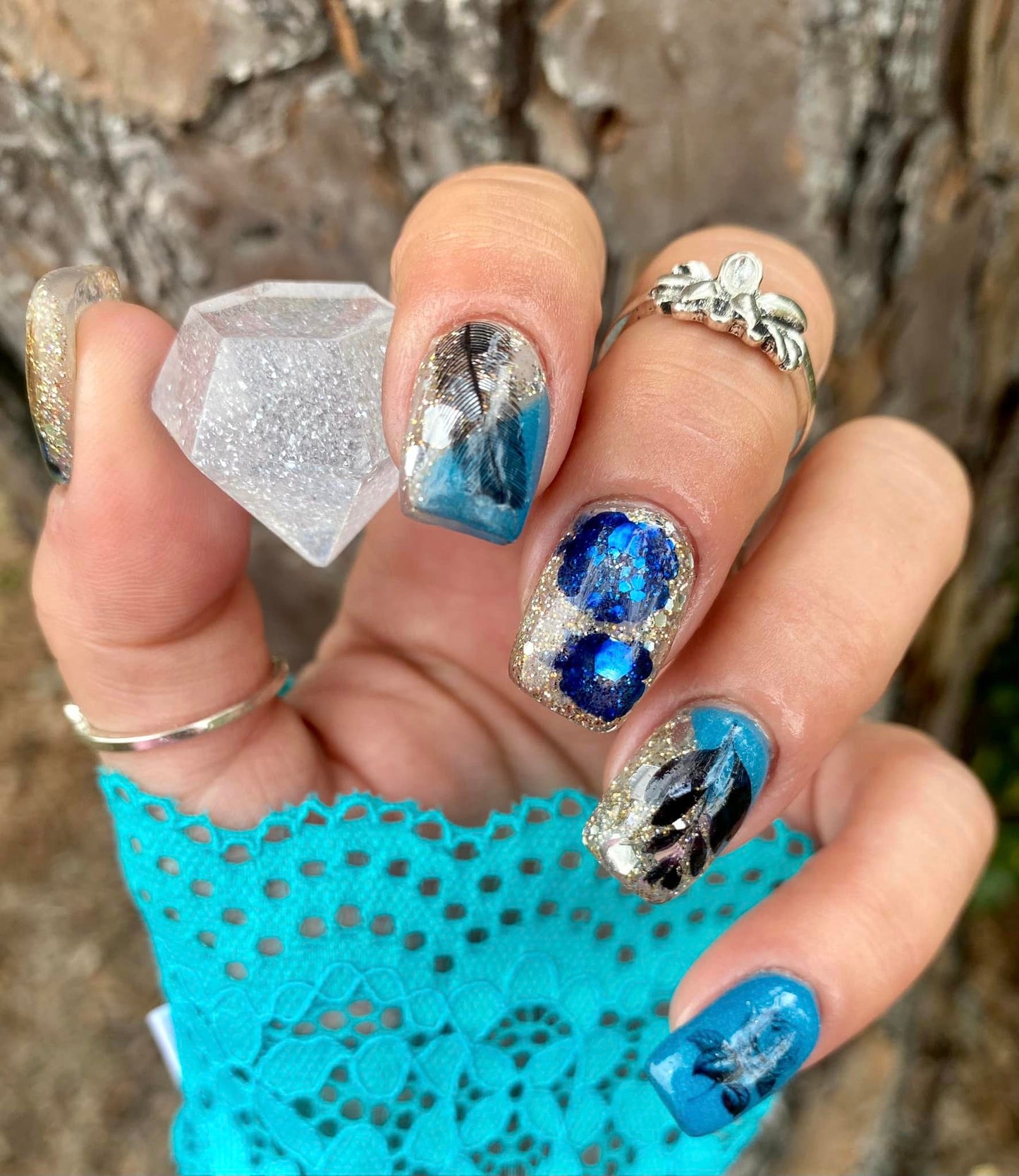 Flower Nail Art- Blue-Azure Aster