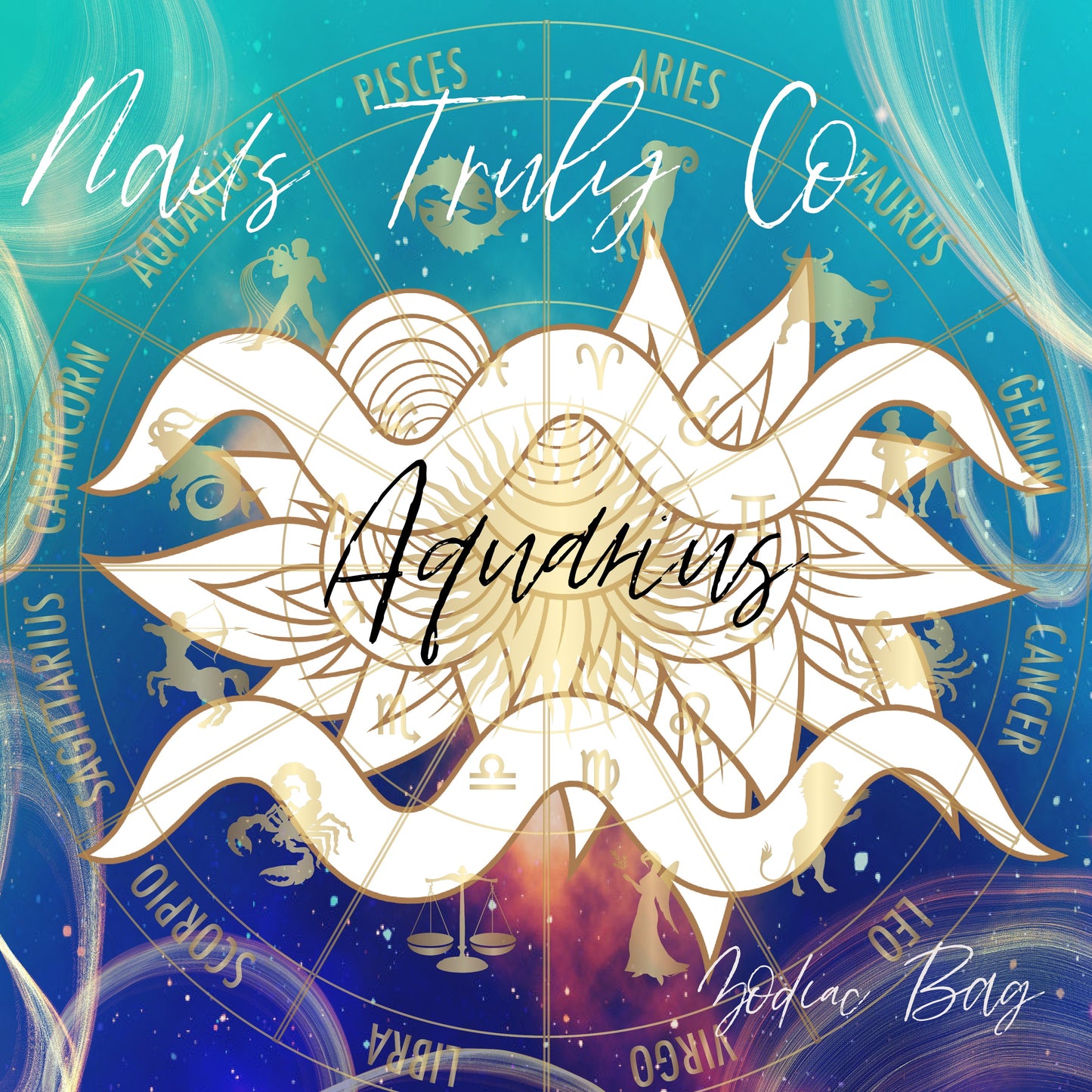 Zodiac Aquarius Nail Art - SHEET ONLY