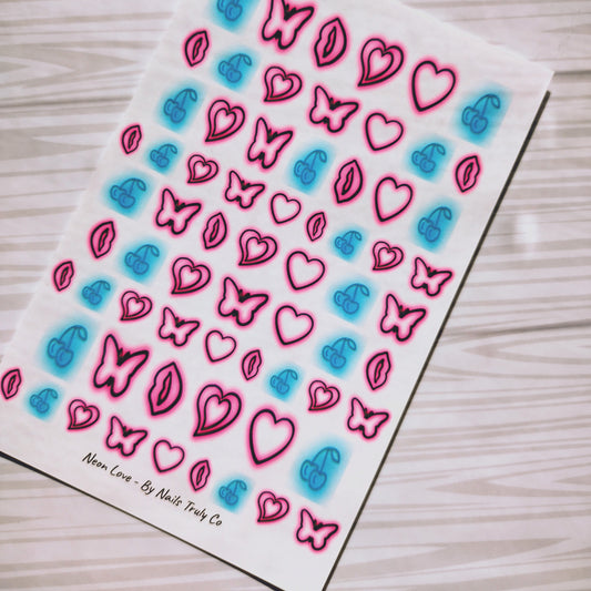 Valentines Day Nail Art- Neon Love