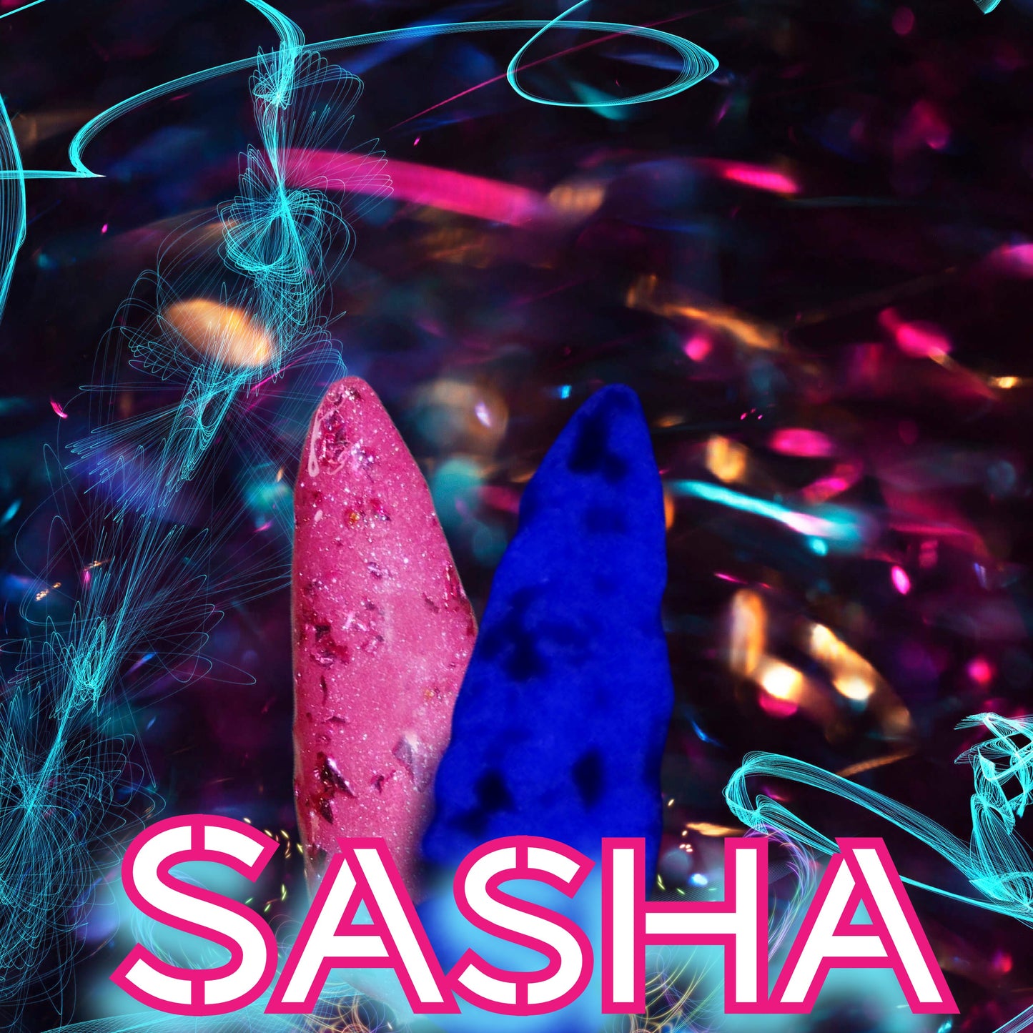 Pink,Glow With Foils Nail Dip Powder- Sasha