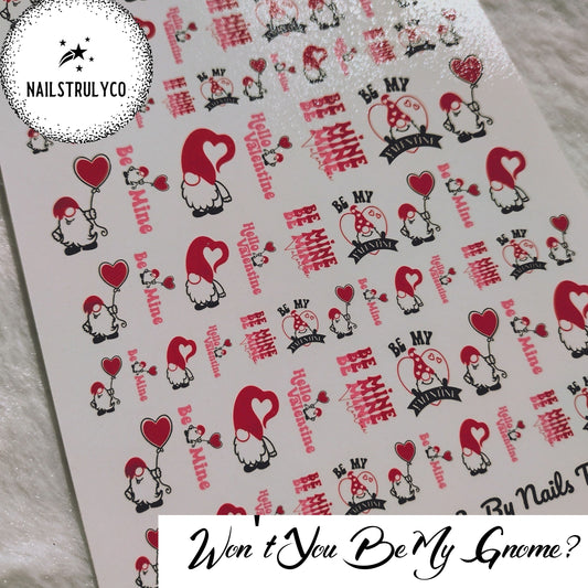 Valentines Day Nail Art- Won't You Be My Gnome?