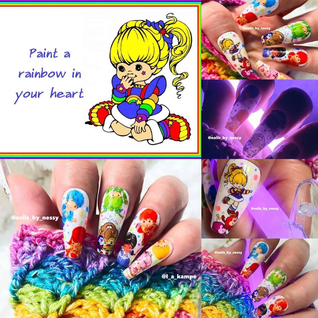 Rainbow buy Brite Press On Nails